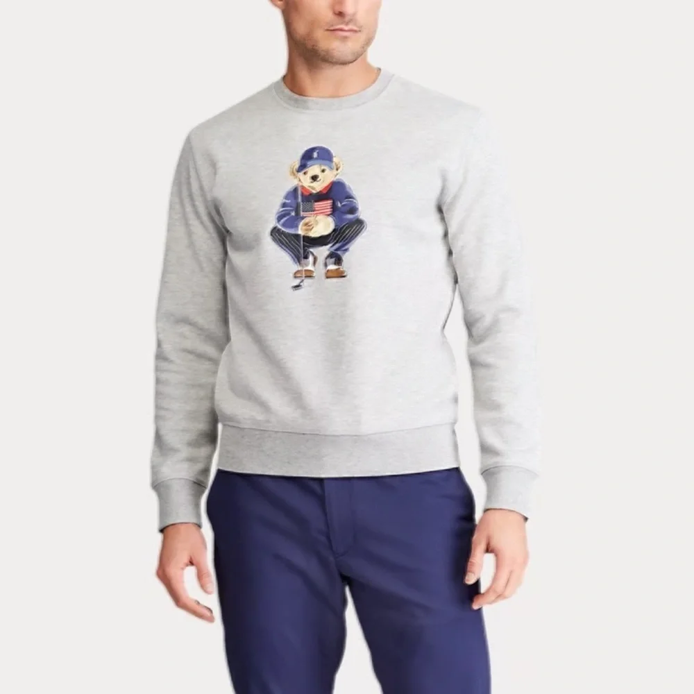 Polo by Ralph Lauren Gray Sweatshirt with Blue Graphic - Picture 1 of 9